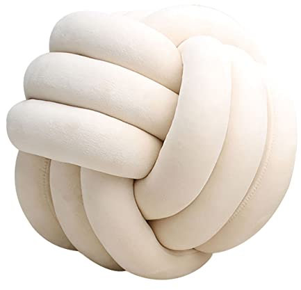 GYCS Weiche Knoten Ball Kissen Knoten Kissen knotenkissen Bett Gefüllte Kissen Wohnkultur Kissen Ball Plüsch Bett deko Werfen gut gut abgedichtet-Padded,Beige,22cm