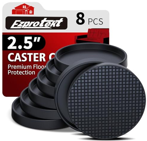 Φ 63 mm Non Slip Furniture Pads for Hardwoods Floors, 2.5” Furniture Coasters - 8 PCS Round Rubber Non Skid Furniture Caster Cups, Anti Slide Furniture Feet Floor Protectors for Bed Stoppers (Black)