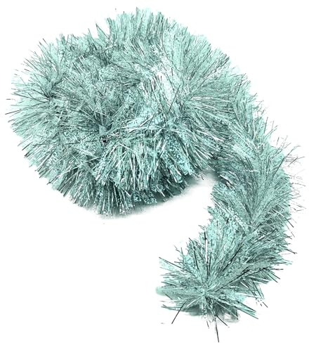 Tradineur Lot de 2 guirlandes de Noël Boa/Spumillon/Oropel Lumineux Pendentif Décoration Noël Arbre, Fête d'anniversaire Ø 12 x 180 cm Argent