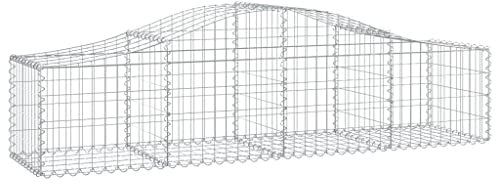 Makastle Set de 3 Parterre surélevé en Gabions arqués, jardinière en Cage à Pierre, Lit Surélevé à Gabion, Parterre de Fleurs Jardin Terrasse Extérieur Jardinière Panier à Pierres, 200x50x40/60 cm