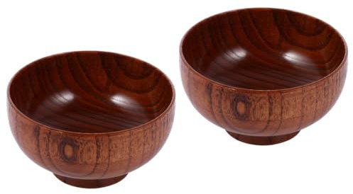 Cabilock 2 Pz Ciotola di Legno Ciotola di Noci di Legno Ciotole per Snack in Legno Contenitori per Pasta Ciotola di Riso in Legno Scodelle per Zuppa di Pasta Stoviglie Legna Verdura Cibo
