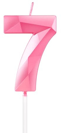 mciskin Pink 7th Birthday Candles, 3D Number 7 Candles for Cake, Girls Boys 7th Birthday Decorations,Pearl Pink Candle Cake Topper Decorations for Birthday Party Weddings Anniversary Supplies