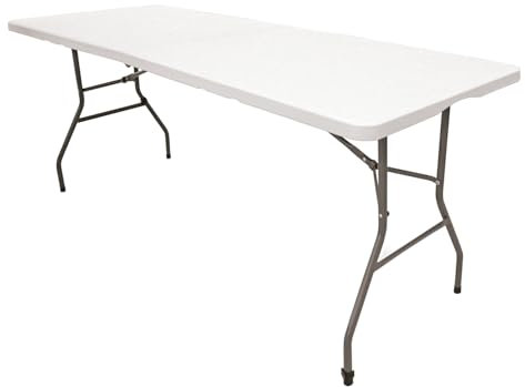 The Homeweeks Tavolo pieghevole Solid 152 cm portatile Normativa Uso pubblico Interno/Esterno (EN 581-1/3) Piano Resina HDPE 3,5 cm Capacità 6 persone e carico 150 kg. Multiuso.