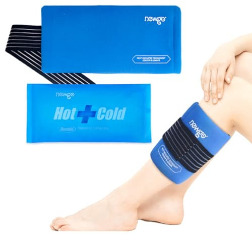 NEWGO Cuscinetti refrigeranti con tessuto non tessuto, morbidi, 27,5 x 13,5 cm, riutilizzabili, impacco caldo, compresso multiplo, lesioni al polso, braccio, ginocchio, collo, caviglia, 1 pezzo
