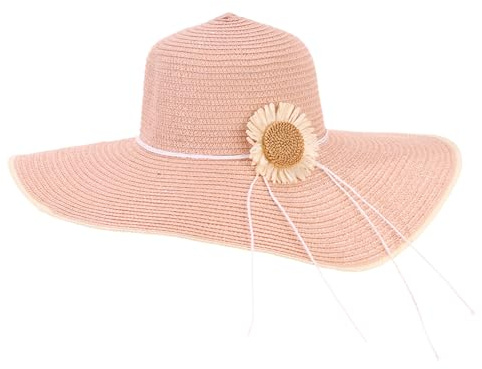 LY4U sombrero de Paja Ancho para Mujer, Sombrero de Playa UPF 50, Enrollable Flexible