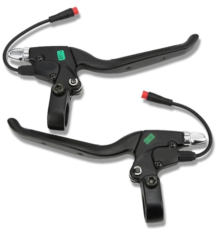 equlup Juego de 2 Manetas de Freno para Patinete Eléctrico, 185 mm/7,3 Palancas en Aluminio 185mm con Conector Estanco 2 Pin Recambio Universal para 10 pulgadas Frenos de Patinete Urbano