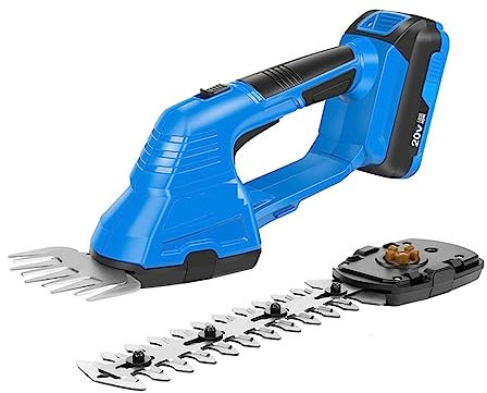 Cortasetos, Recortadora de setos eléctrica 2 en 1, cortacésped inalámbrico de 20V, podadora de batería, Herramientas de jardín, Tijeras, Recortadora de arbustos for césped para el Cuidado del jardín,