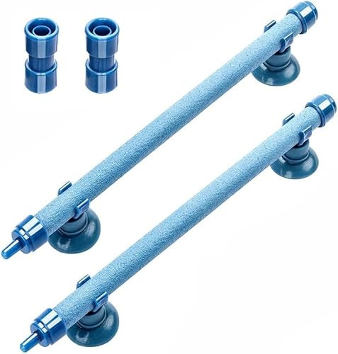 Zodazoqa 2 PCs 10 Inch Aquarium Bubble Wall Air Stone Bar, Air Stone Bar Tubes with Suction Cups, Spray Aeration for Fish Tank Hydroponics Pump,Blue