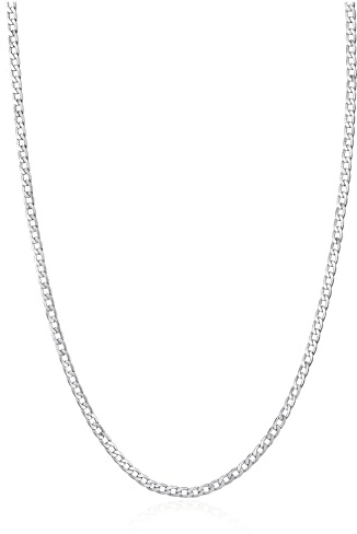 RANKEEF 3mm Chaine Acier Inoxydable Homme Durable Collier Acier Inoxydable Anti-Ternissement Fantaisie Cuban Link Chain for Men Hypoallergénique Collier Homme Argent