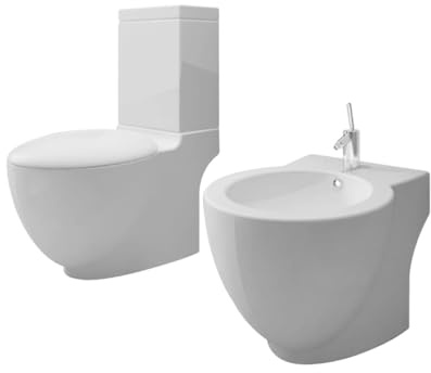 Tidyard Ceramic Floor-Standing Toilet & Bidet Set with Soft Close & Dual Flush - White Model270059