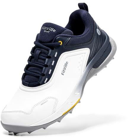 FitVille Men's Extra Wide Golf Shoes - Water Resistant Spikeless with Arch Support