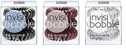 invisibobble mix true black, chocolate brown, crystal clear, 3er Pack (3 x 3 Stück)