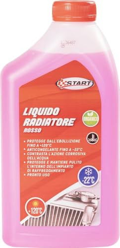 Start Liquido radiatore rosso 1L -22°C antigelo professionale per motori con monoblocco in alluminio, ideale per auto benzina e diesel, protegge da corrosione, usura e surriscaldamento
