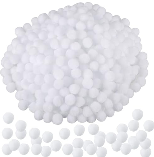 White Pom Poms for Craft – 100 Small 12mm Craft Pom Poms for Christmas, Snow & Classroom Decorations | Kids B Crafty