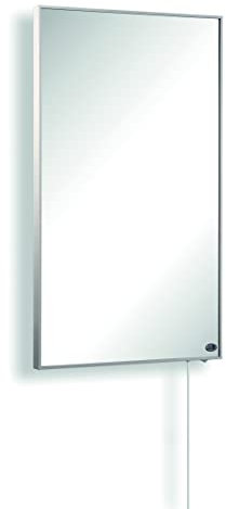 Könighaus Calefacción por infrarrojos de espejo - 1000W marco blanco incl. Termostato - Calefacción de espejo que ahorra energía - Calefacción por infrarrojos de pared - Calienta en 2 minutos
