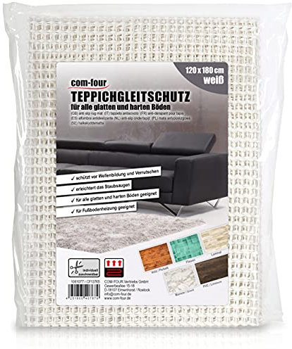 COM-FOUR® Antirutschmatte für den Teppich - Teppichunterlage 180x120 cm - Teppichstopper - rutschfeste Matte in weiß - zuschneidbare Schubladenmatte