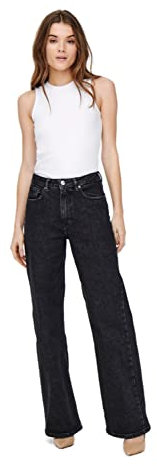 ONLY Damen Onljuicy Life Hw Wide Leg Nas244 Noos Jeans, Black Denim, 27 EU