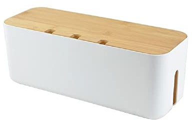 Caja organizadora de Cables| Ocultar y Ocultar regletas y Cables eléctricos de televisores, Ordenadores y escritorios (Blanco Grande)
