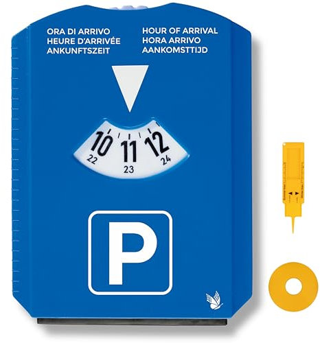 pubblimania Multifunktions-Parkscheibe Europa 5 in 1: Eiskratzer, Gummispachtel, Einkaufswagen und Profilgröße (Europa)