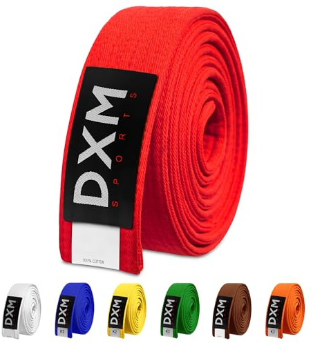 DXM SPORTS BJJ Jiu Jitsu Belt - Taekwondo Karate Belt - Martial Arts Uniform Ranking Judo Belt Double Stitched for Kids Adult (Red, 260cm)