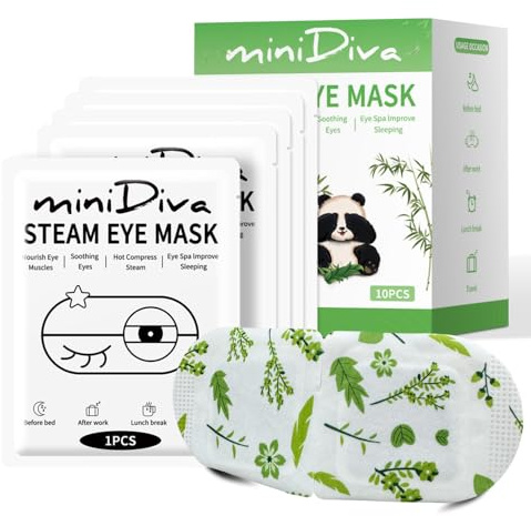 Maschera per gli occhi a vapore Minidiva per occhi secchi, maschera per gli calda e auto-riscaldante per rilassare il sonno (Non profumato, 10)