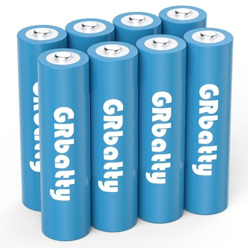 GRbatty Pilas Recargables AA 3300mAh 1,2 V Batería Recargables Ni-MH AA Alta Capacidad, más de 1200 ciclos,Paquete de 8