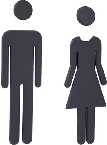 GORGECRAFT 2 Letrero de Baño Autoadhesivo de 20cm para Hombres Y Mujeres Letreros de Identificación de Baño Pegatinas de Pared de Plástico Negro para WC Señalización Estacionamiento de Hotel Centro