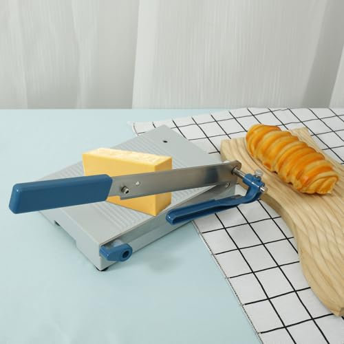 Foppla Cortador de queso con tabla de grosor ajustable, cortador de queso de seguridad para queso, cortador de queso de bloque, cortador de cocina multiusos para cortar salchichas, pepino y cecina