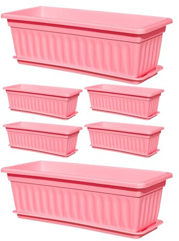 Hogvinnatil Fönsterlåda, planterare, fönsterblomlådor utomhus, fönsterlådor utomhus, 6 x inbyggda dräneringshål, väderbeständiga tillbehör för trädgårdsgrönsaker, balkong, bakgård
