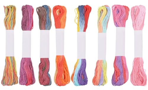 FREEBLOSS 8 Stück Sashiko Garn Sashiko Strang 8 x 20 m Stickgarn Aus Reiner Baumwolle Japanische Nähgarne Quilt Und Stick Nähset Zubehör 8 rote Gemischte Farben