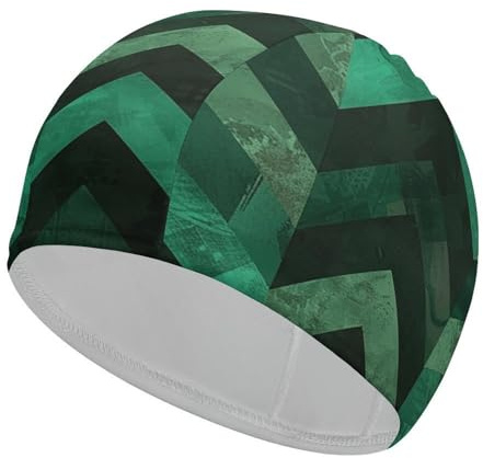Gorro de natación de tela con gorro de natación verde esmeralda para cabello corto y largo para mantener el cabello seco, gorros de baño impermeables para mujeres y hombres, gorros de ducha elásticos