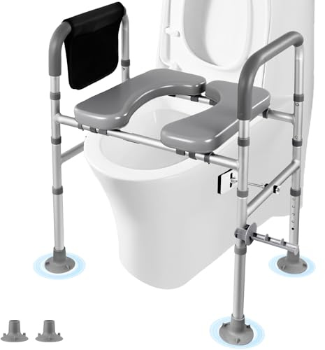 Raised Toilet Seat with Handles,Toilet Seats Riser for Seniors with Adjustable Height & Width,400Lbs/181KG Weight Capacity,Elevated Toilets Seat for Elderly, Pregnant, Handicap,Fit Any Toilets
