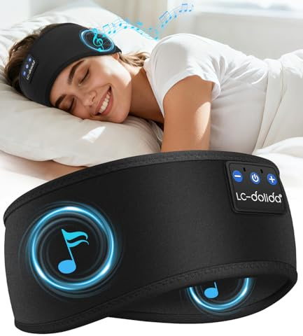 LC-dolida Sleep Headphones Headband,Soft Sleeping Headphones Bluetooth Headband with Earphones Wireless Soft Music Headband Earphones for Men Women Teens Yoga Workout Fitness Relax Travel