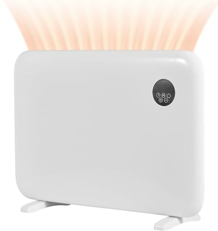 VEVOR Convection Panel Heater, 1500W Electric Panel Space Heater with Remote & Touch Control, Portable Stand or Wall Mount Design with Anti-Tipping and Overheat Protection for Home and Office, White