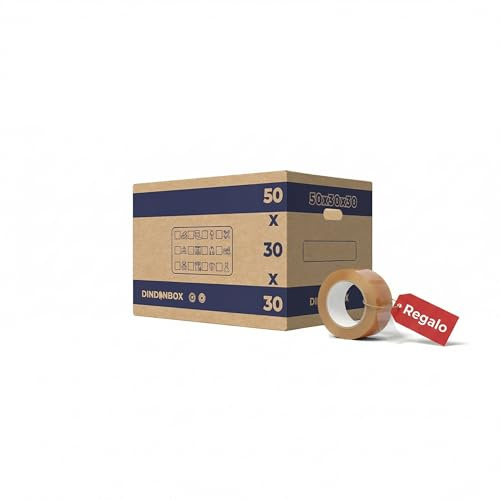 Pack 20 Cajas de Cartón para Mudanza 50x30x30cm con Asas + Precinto de Regalo | Cajas Medianas de Alta Resistencia | Cartón 100% Reciclado
