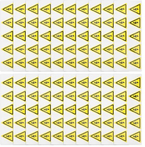 Holibanna Étiquettes D’Avertissement Électrique Triangulaires Autocollantes Jaunes 30 MM Lot de 200 Résistantes à L’Eau L’Huile Adhésif Solide pour Panneaux Haute Tension et Armoires