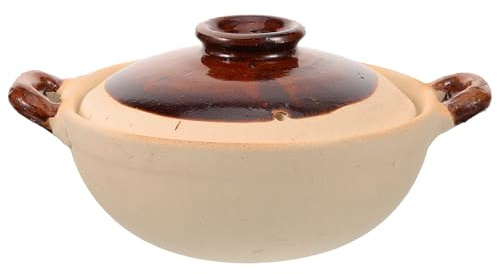 MOLUCKFU Pentola e Eccellente Accumulo Termico per Stufati Domestici in Argilla da 500ml Coperchio Resistente al Calore per Cucinare a Casa