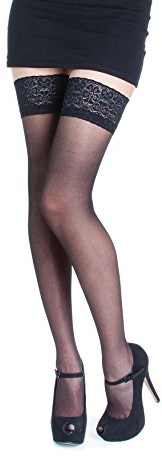 Sentelegri Exclusive Hold-ups SOPHIE -20 Denier - 9 cm djup spetstopp, Svart, Medium-Large