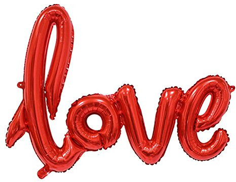 WULEEUPER Love Balloon Banner 42.5 Inches Handwriting Letter Giant Celebration Balloon Romantic Wedding Bridal Shower Anniversary Engagement Party Decoration (Red)