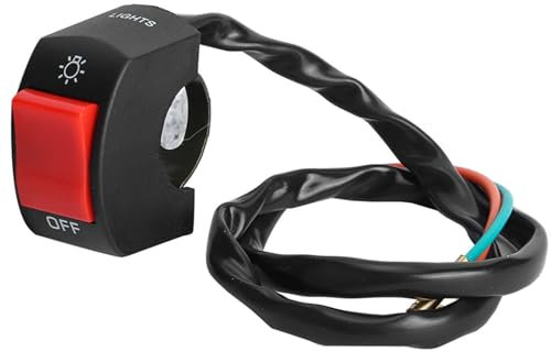 Universal 22mm 7/8inch 12V Motorcycle Handlebar Switch - Headlight On/Off Button Control for Motorcycles, Motorbikes (Red)