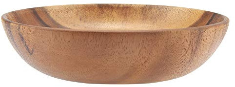Cuenco de madera maciza, natural, hecho a mano, clásico, grande, redondo, de madera de acacia, ensalada, sopa, comedor, ecológico, utensilios de cocina de madera premium (#3)