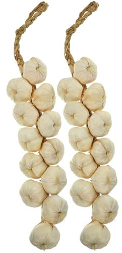 BESPORTBLE Artificial Onion String, 2 Pcs Fake Garlic Hanging String Hanging Artificial Foam Vegetables Garlic Decorative Fake Plants for Kitchen Garden Indoor Decor Photography Prop