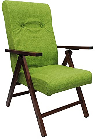 Marvin Poltrona Emily Sedia Sdraio Imbottita Reclinabile In Legno Di Faggio Tessuto Relax Salotto Soggiorno (Verde)