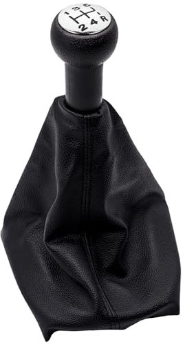 OBEST Pomo Palanca Cambio Coche Adecuado para Peugeot 306 406 206 207 307 309 106 205 206 3008 para Citroen C2 C3 C4, 5 Velocidad Pomos Palanca Coche con Cubierta antipolvo de Cuero PU Suave Negro