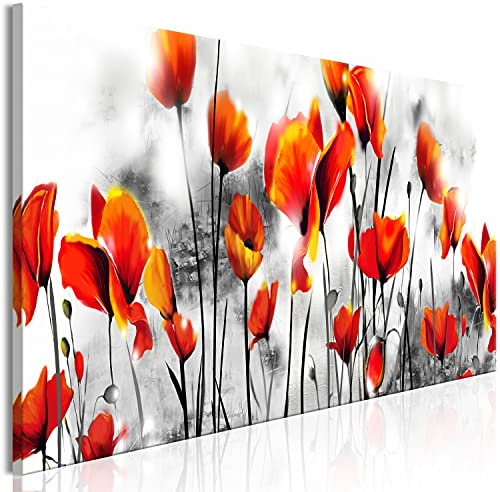 murando Cuadro Acústico Amapolas 120x40 cm espuma acústica absorbe el sonido aislamiento lienzo de 1 pieza Impresión Artística Decoración de Pared Flores Abstracto b-A-0820-b-a