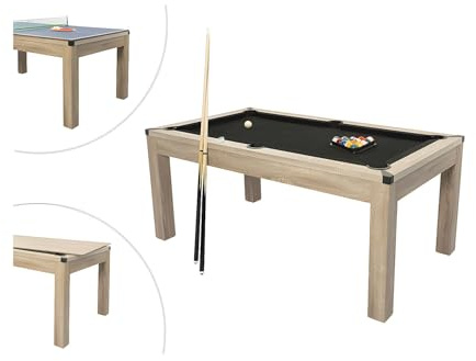Vente-unique - Table Transformable Billard & Ping-Pong - Coloris Naturel Clair - L182 x l102 x H80 cm - Henk