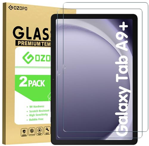 GOZOPO Schutzfolie für Samsung Galaxy Tab A9+ / A9 Plus (11 Zoll), 9H Härte Panzer Schutz Glas Folie Displayschutz [2 Stück]