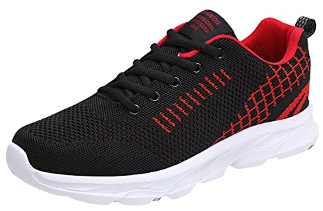 Zapatillas de correr para hombre, impermeables, de invierno, para exteriores, ligeras, transpirables, ligeras, transpirables, modernas, versátiles, con memoria, rojo, 43 EU