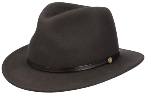LIERYS Traveller Wollhut Herren Unifarben Herbst Winter dunkelgrau L (58-59 cm)