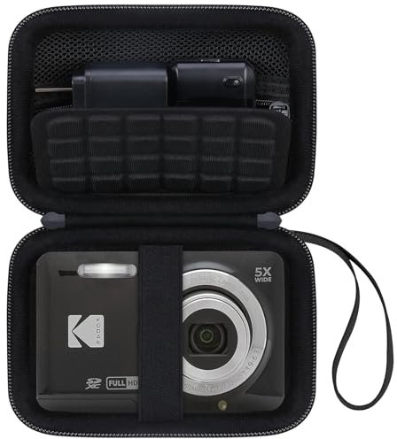 Canboc étui de Transport pour Kodak PIXPRO FZ45 / FZ55 16 MP caméra numérique, FZ45 vidéo Vlogging Sac de caméra, câble de Poche en Maille, Carte SD, Noir (étui Seulement)